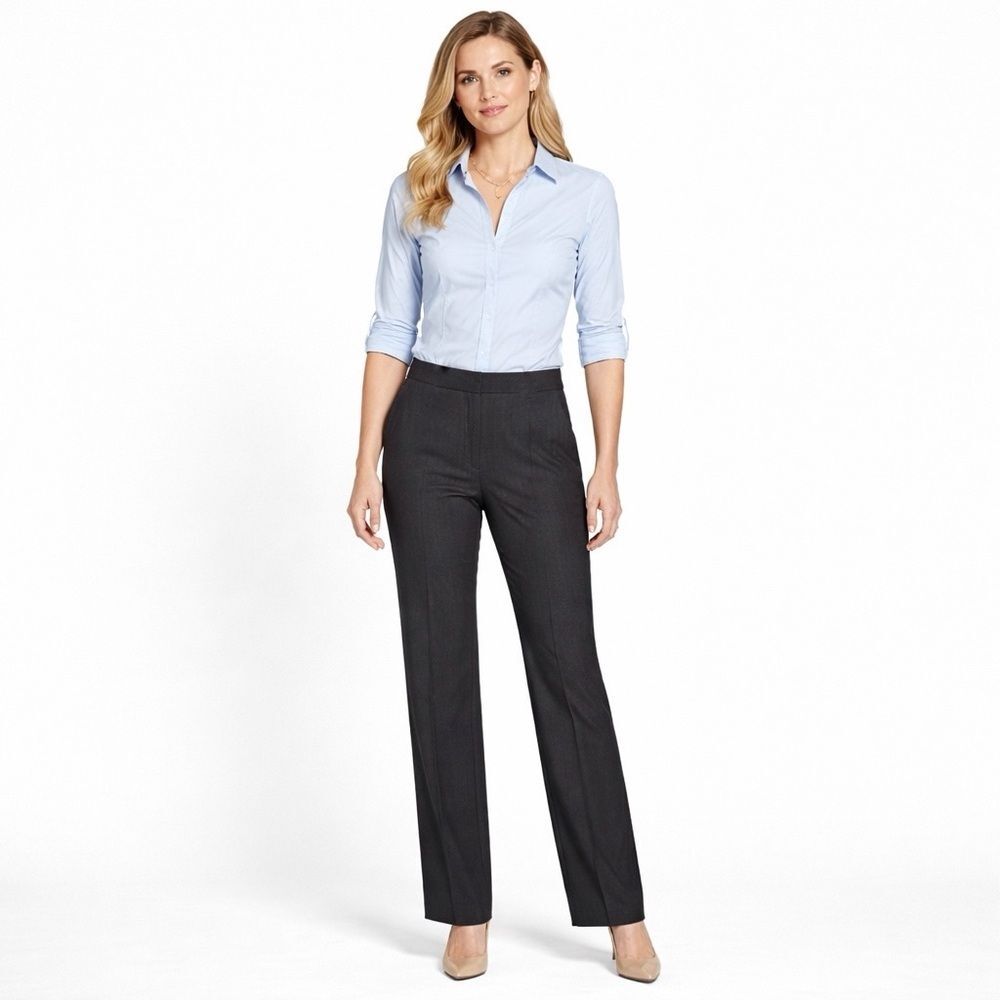 Lafayette 148 Sullivan Gray Wool Dress Pants Flat Front Business Casual Size 6